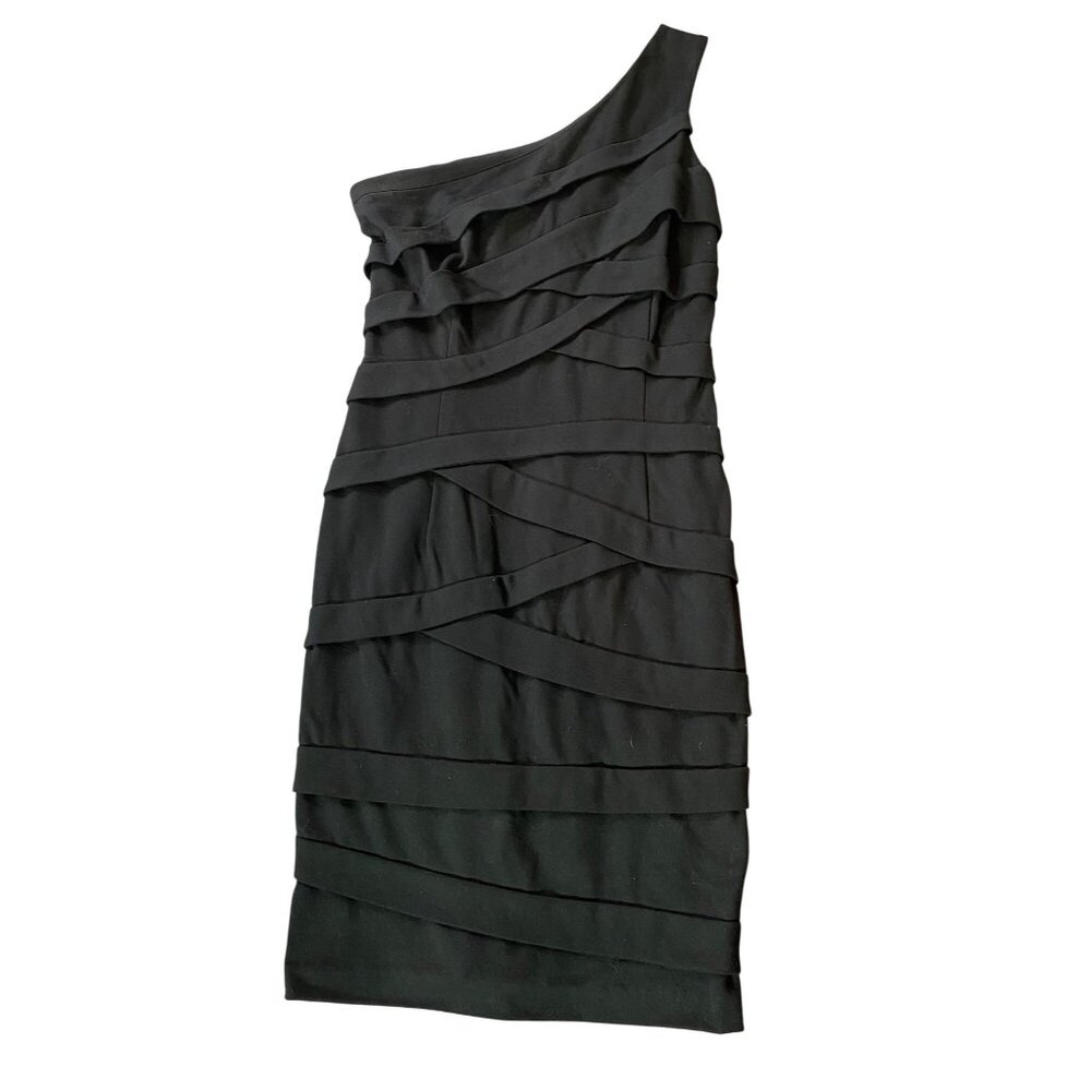 Cynthia Steffe Black One-Shoulder Bandage Dress Spandex Blend Size 4